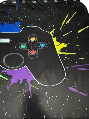 Gaming Controller Themed Curtains. 1 Panel Pair. Black. New.